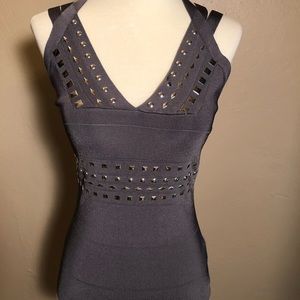Gray Silver Studded Top